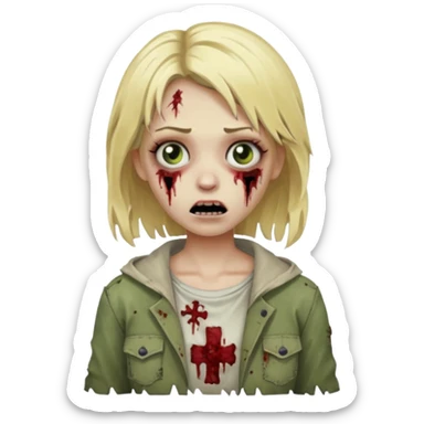 girl zombie with blonde hair sticker