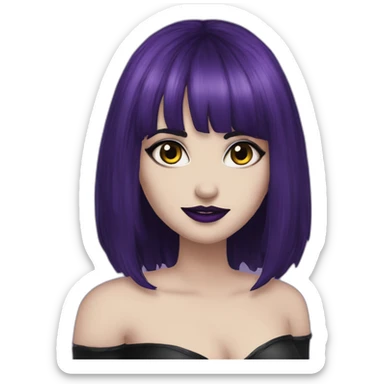 Elissabat-with-bangs-long-hair-dark-purple-and-black-vampire-goth-makeup-crown sticker