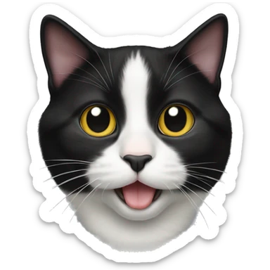 tuxedo cat sticking out tongue  sticker