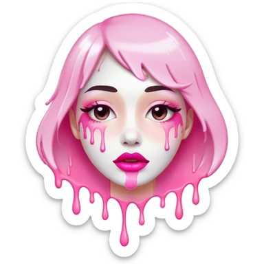 Opaque white paint dripping off Floating pink ombre lips sticker