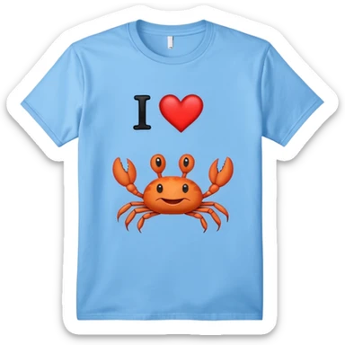 Blue shirt with the text I love krabby  sticker