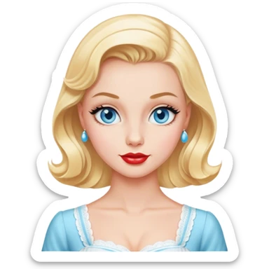 blonde model with blue eyes, 1950's honeymoon  sticker