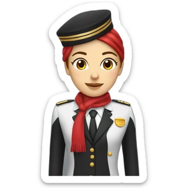 cabin crew in black suit and red scarf sticker