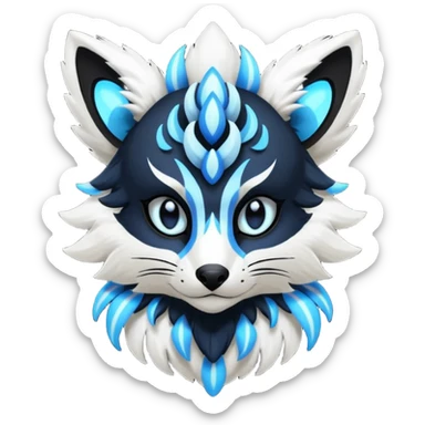 Futuristic furry fluffy floofy feathery tribal marked Genet-Absol-Kyurem-Zeraora-Primagen-fusion-creature  sticker