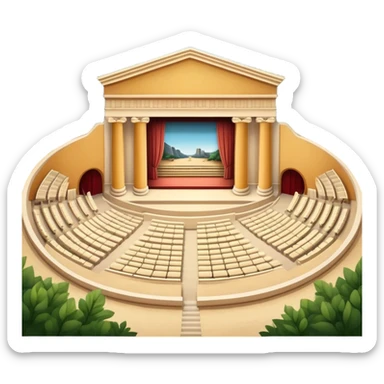 Cinematic Realistic Theatre of Epidaurus Landmark Emoji, depicted as a classical open‚Äêair theatre nestled in nature rendered with soft textures and serene, historical lighting. sticker