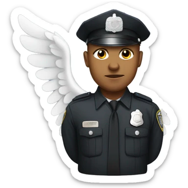 A White Police man with angel wings  sticker