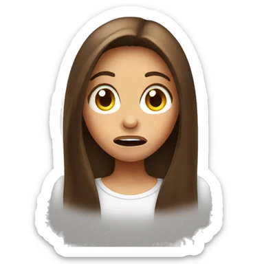 very shocked face girl with brown long hair sticker