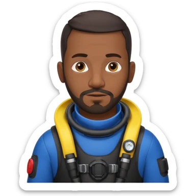 Moroccan Male 38, dark hair, short beard, slightly overweight, scuba diving sticker