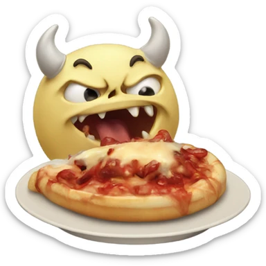 hungry demon eating nothing but really hungry  sticker