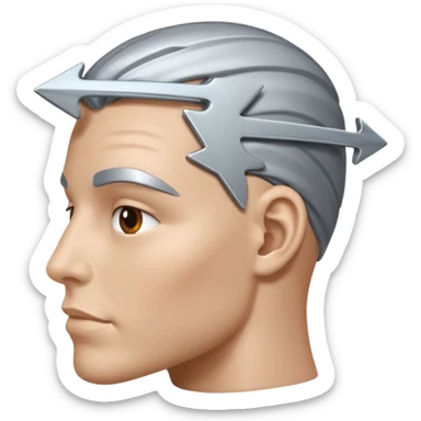 Create an emoji that shows a human head with two diverging arrows representing a choice. sticker