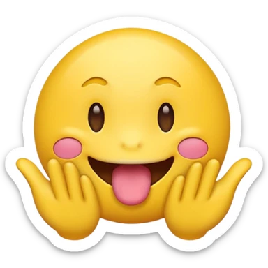make a yellow typical emoji with tongue sticking out shaking head and two hands doing a diving motion sticker