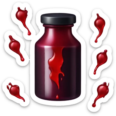 a stylish blood bottle with red liquid and a gothic cap, perfect for a vampire girl theme. sticker
