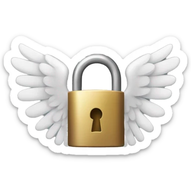 a lock with wings and muscular arms sticker
