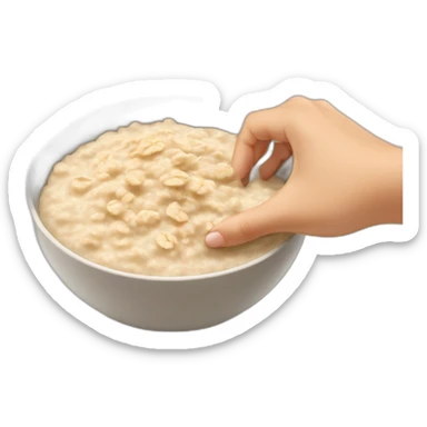 bowl of oatmeal with baby hand in it sticker