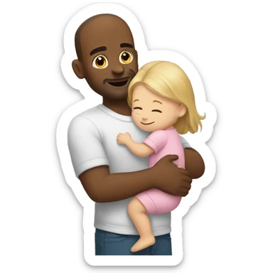 White Dad hugging baby girl sticker