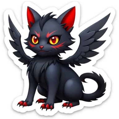 Vampiric feral futuristic gothic emo dark Litten-Noibat-Fakémon-hybrid-creature (full body) sticker