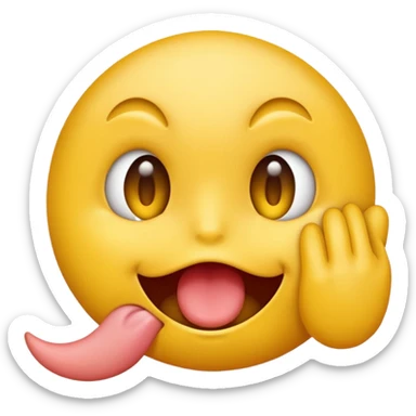 Regular yellow emoji but one eye is twitching and it’s biting its tongue  sticker