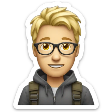 Blonder Junge mit Brille am Rage Quitten sticker