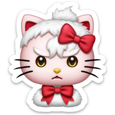 hello kitty frowning, steam coming from head, angry expression sticker