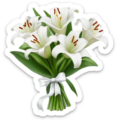 A bouquet of lillies with a white little bow￼ sticker