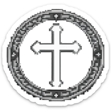 antique medieval silver coin with cross symbol sticker