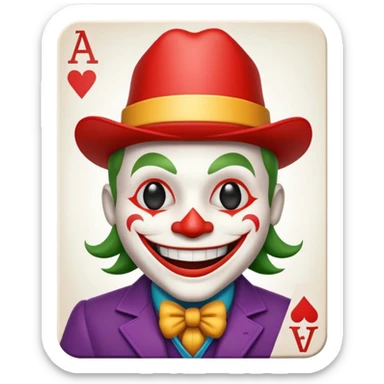 square poker card with a jolly joker sticker