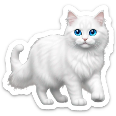 White siberian cat whit blue eyes kitten walking  sticker