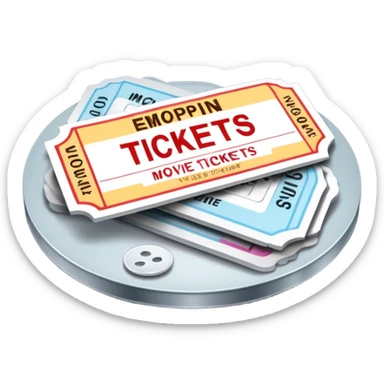Movie tickets, streaming buttons, DVD discs  sticker
