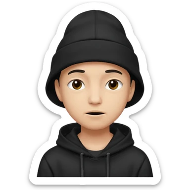 Criei um emoji utilizando boné preto e moletom preto com várias expressões  sticker