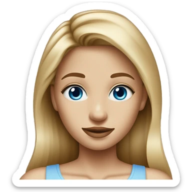 dark blonde girl with long hair and blue eyes wearing a light blue cropped top sticker
