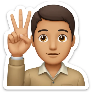 Guy holding his hand up mid way saying 6 u sticker