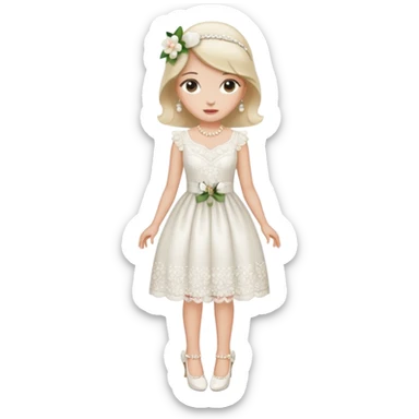 bows, pearls,lace and flower white heel sticker