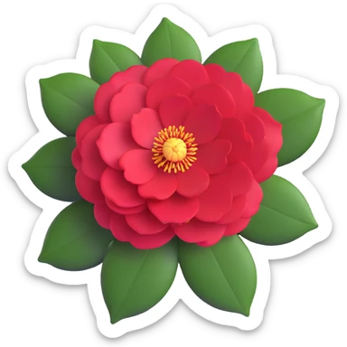 minimalist red camellia with just five layered petals sticker