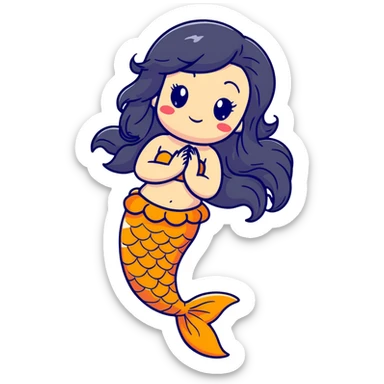 koi mermaid with tanned skin and long black hair sticker
