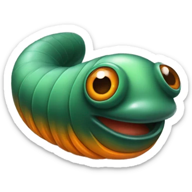 Eight-eyed Dark green and orange medicinal leech with oral suction and caudal suction sticker