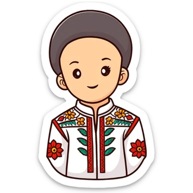 A young Ukrainian psychologist wearing a traditional embroidered vyshyvanka shirt sticker