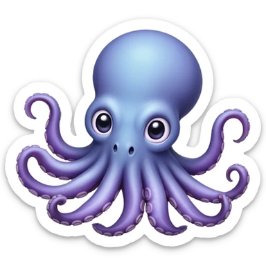 Cinematic Comical Baby Octopus Portrait Emoji, Tentacles slightly flared in a playful, exaggerated gesture, featuring a light blue-purple, rounded body with dramatically wide, hilariously expressive eyes full of surprise and innocent mischief, Simplified yet hilariously endearing features, highly detailed, glowing with a soft oceanic radiance, high shine, dramatic yet lovable, stylized with a dash of whimsical underwater mischief, soft glowing outline, capturing the essence of a delightfully silly little octopus that looks like it just made a clumsy, adorable mistake! sticker