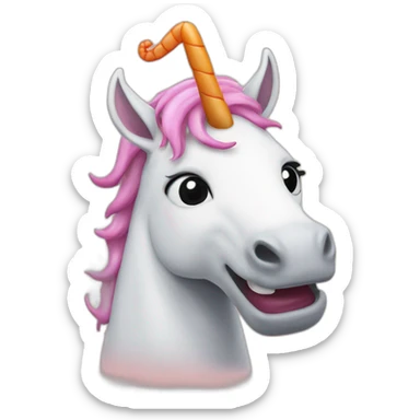 Unicorn with a shrimp skewer on its horn sticker