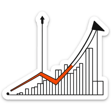 graph showing decline with downward arrow sticker