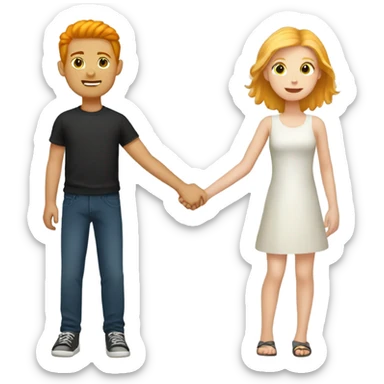 Blonde girl and ginger boy holding hands  sticker