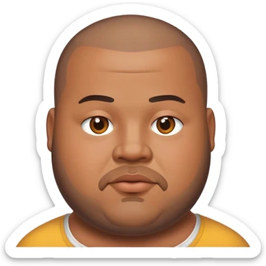 Fat man, brown hair buzz cut, shaved beard sticker