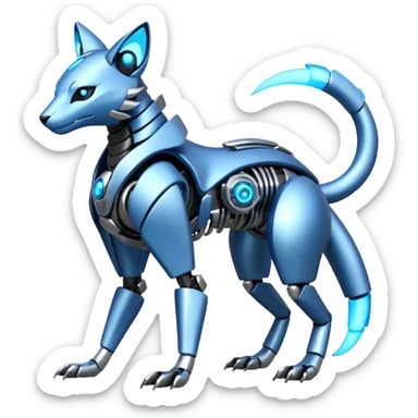 Mechanical shiny alloy metallic futuristic steel highly advanced technological cyborg cybernetic Genet-Absol-Zeraora-Primagen-fusion-creature  sticker