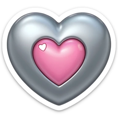 platinum heart with one mini pink heart inside of it  sticker
