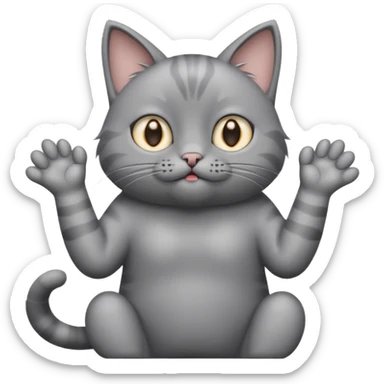 A cat raising both paws and shrugging its shoulders with a baffled expression sticker