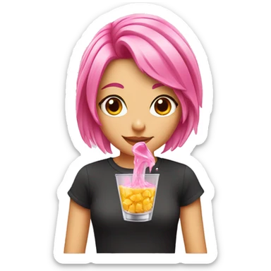 A girl with pink hair pouring shots sticker