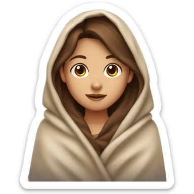 girl with brown hair in a blanket sticker