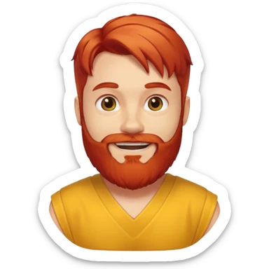 red hair, white bearded man angel yello dress sticker