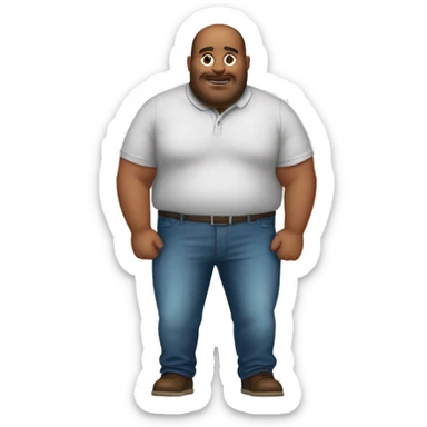 Un homme debout aubaisser avec gros ventre 200kg sticker