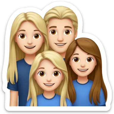 1 man and 2 girls with long hair, friends sticker
