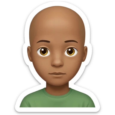 14-year-old bald African-European mixed boy wearing green shirt sticker
